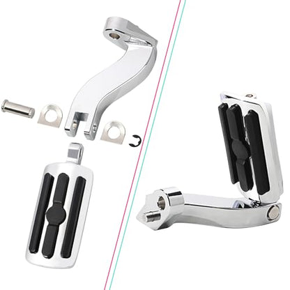 FOVPLUE Passenger Footpeg Kit, Chrome and Rubber Footrest + Passenger Pegs Mounting for Harley 1993-2025 Touring Road Glide FLT, Electra Glide FLHT, FLHS, Road King FLHR, Street Glide models, Chrome - color: For Chrome and Rubber