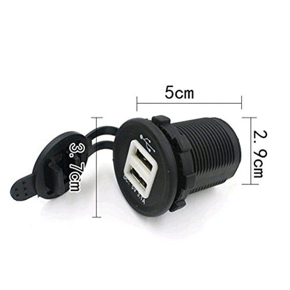 Dual USB Power Adapter Charger Socket Waterproof Power Outlet 5V 2.1A & 1A for Car Boat Marine Motorcycle RV Truck Camper Vehicles and More