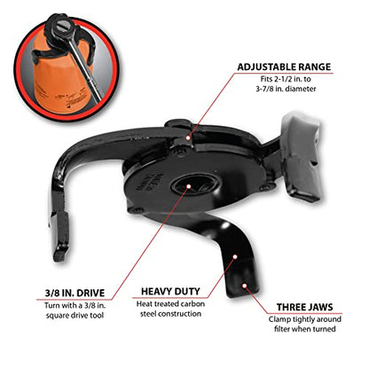 Performance Tool W270 2-1/2-Inch to 3-7/8-Inch Universal 3-Jaw Filter Wrench - style: 2-1/2" to 3-7/8" | 3 Jaw Filter Wrench