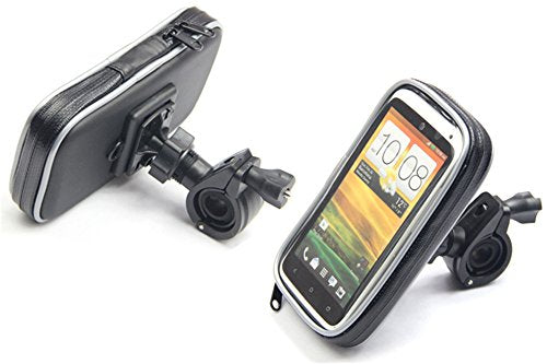 Universal 360° Switch Waterproof Bike Bicycle GPS Case Motorbike Stand Phone Holder Mount for Smartphone Up to 4.7-5.2 Inch (L(4.7"-5.2")) - size: L