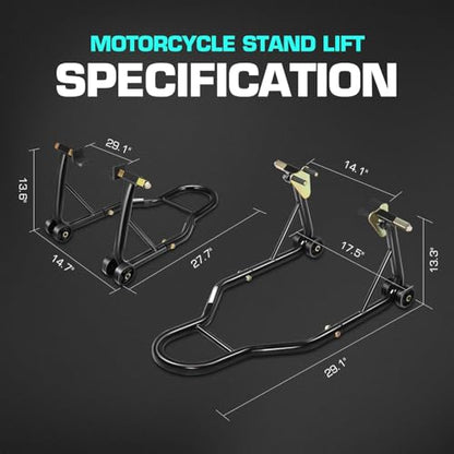DNA Motoring Motorcycle Stand Lift Universal Paddock Lift Stand 880 Capacity Front Wheel Fork Stand Rear Wheel Swingarm Spool Stand for Suzuki Yamaha BMW Kawasaki Honda TOOLS-00778 - style: Wheel Swingarm Spool Stand