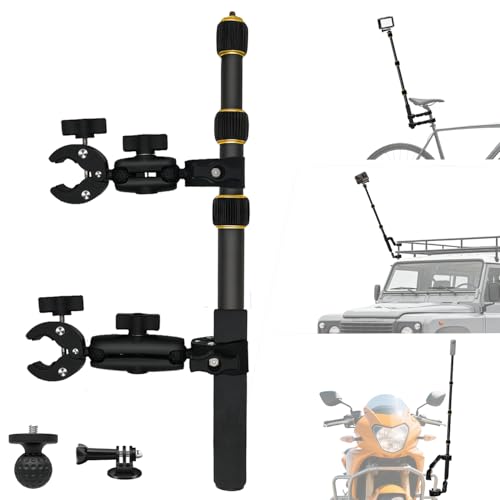 OSMO 360 Moto Camera Mount Kit with 43" Invisible Selfie Stick Compatible with Insta360 X5-X, OSMO NANO Heavy Duty Bike Handlebar Clamp compatible for GoPro Bicycle ATV UTV Riding Moto Vlogging (Gold)