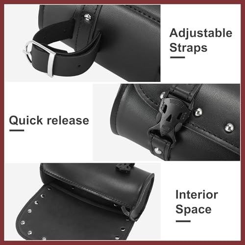 Universal Motorcycle Fork Handlebar Tool Bag Cycling Storage Pouch Bag Waterproof Faux Leather Black Replace Parts