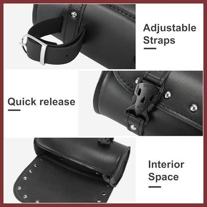 Universal Motorcycle Fork Handlebar Tool Bag Cycling Storage Pouch Bag Waterproof Faux Leather Black Replace Parts