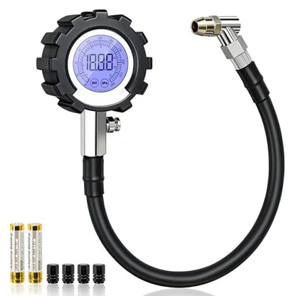Digital Tire Pressure Gauge, 3-250 PSI Tire Gauges with Easy Read Extra-Large Backlit LED Screen for Car, Truck, Motorcycle, Bicycle Tire Pressure, Calibrated to ANSI B40.7 Grade 2A