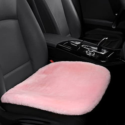 IRIWOOL Genuine Sheepskin Auto Seat Pad, Australian Soft Wool Seat Cover Breathable and Sweat-Wicking Comfort Warm Universal Fit,19.2 inch x19.2 inch (Front seat Cushion 1pc, Pink) - color: Pink, size: 1 Count (Pack of 1)