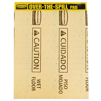 Rubbermaid Commercial Products, Over the Spill Pad, Absorbent Mat Pads for Residential/Commercial/Restaurant/Office/Facility Use, Fast at Absorbing Water/Oil/Beverages, Yellow - size: Pad 16" x 12-3/5", style: Tablet