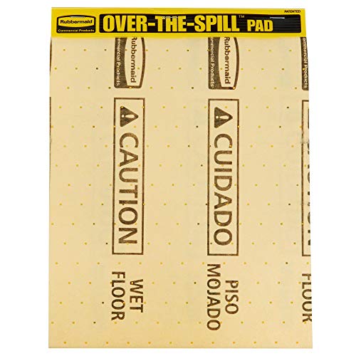 Rubbermaid Commercial Products, Over the Spill Pad, Absorbent Mat Pads for Residential/Commercial/Restaurant/Office/Facility Use, Fast at Absorbing Water/Oil/Beverages, Yellow - size: Pad 16" x 12-3/5", style: Tablet