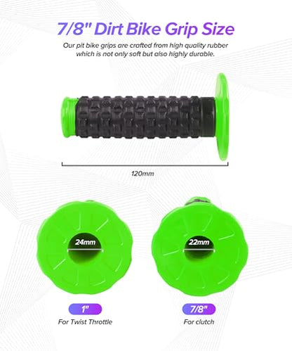 Dirt Bike Grips,Car Accessories Universal 7/8" Motorcycle Grips,Rubber Anti-Slip Throttle Bar Grip,Suitable for CRF50 CRF70 CRF80 XR50 XR100R CRF125 CRF100 CRF150F CRF230F (Green) - color: Green