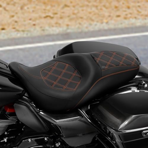 C.C. RIDER Motorcycle Seat Driver Passenger Seat Fit For Harley Touring Road Glide Street Glide Electra Glide Road King 2009-2023 - color: 10# Brown