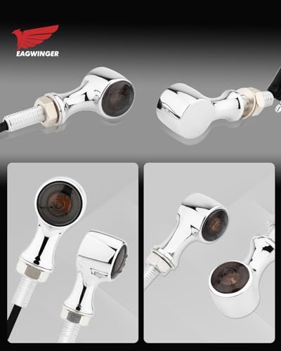 Small Round LED Turn Signals Motorcycle Brake Tail Lights Rear Blinkers Chrome Red Amber Light Universal for Cruiser Bobber Street Bike Cafe Racer Motorbikes (A-Chrome-Amber&Red) - color: A-Chrome-Amber&Red