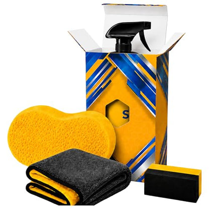 Premium Ceramic Coating Car Care Kit – 16.9 fl oz Hydrophobic Spray, Microfiber Towel, Foam Applicator Pad & Wash Sponge