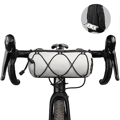 Rhinowalk Bike Handlebar Bag, Bicycle Front Bag Shoulder Bag Storage Bag with Shoulder Strap for Road Mountain Bike Cycling Travel - color: White