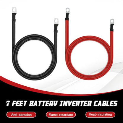 6 AWG Battery Cable 7FT 6 Gauge Pure Copper Battery Inverter Cables with 5/16 in Lugs Both Ends Power Inverter Wire Set for Automotive Solar Power Inverter Marine Boat RV Car Motorcycle (7FT) - size: 7 FT