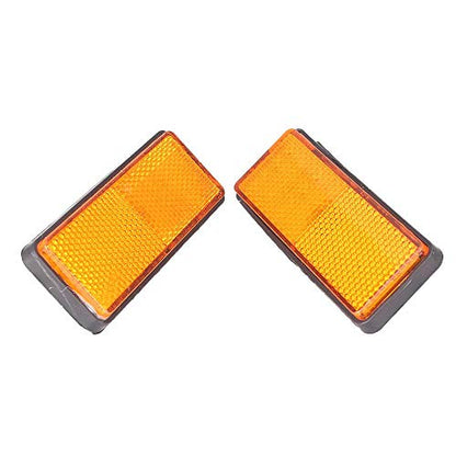 Pair Rectangle Motorcycle Reflector W/ 24 LED, Waterproof and Universal for Car Truck Trailer RV UTV ATV, Orange