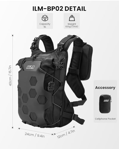 ILM Motorcycle Adventure Backpack Dirt Bike Portable Waterproof Bag for Men Women Dual Sport ATV Hiking BP02