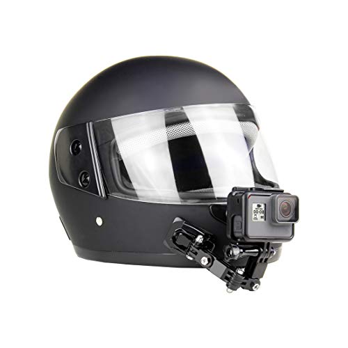 SOONSUN Motorcycle Helmet Chin Mount Kits for GoPro Hero 13 12 11 10 9 8 7 6 5 4 Hero Session, AKASO, SJCAM, Osmo Action Camera – Includes Adhesive Pads Flat Curved J-Hook Mount