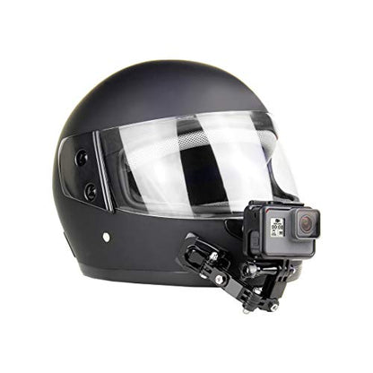 SOONSUN Motorcycle Helmet Chin Mount Kits for GoPro Hero 13 12 11 10 9 8 7 6 5 4 Hero Session, AKASO, SJCAM, Osmo Action Camera – Includes Adhesive Pads Flat Curved J-Hook Mount