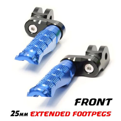 MCMOTOPARTS R-FIGHT Blue Front Footpegs 25mm Lowering Foot Pegs Compatible with ER-6F 2006-2008 06 07 08 - color: Blue, size: 1 inch Extension (25mm)
