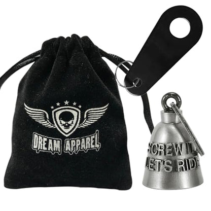 Dream Apparel Motorcycle Bell Guardian Angel Drive Away Gremlin, Biker Bell for Men Women Rider Riding, Good Luck Gift - style: Screw It. Let's Ride