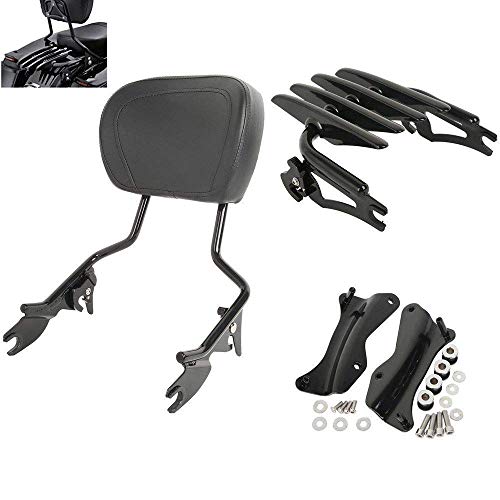 TCMT Detachable Passenger Backrest Sissy Bar With Stealth Luggage Rack 4 Point Docking Hardware Kits Fits For Harley Touring CVO Road Glide Street Glide Road King Electra Glide 2014-2025 - color: Style B Black, size: Fit For 2014-2025 Touring
