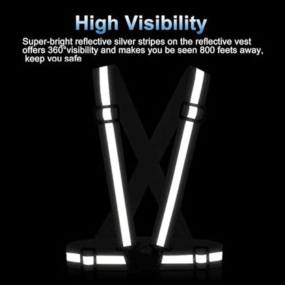 Reflective Vest Running Gear, 2Pack High Visible Safety VES for Cycling Jogging Running Walking, Adjustable for Men Women - color: Black