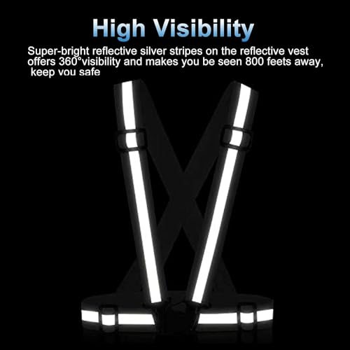 Reflective Vest Running Gear, 2Pack High Visible Safety VES for Cycling Jogging Running Walking, Adjustable for Men Women - color: Black