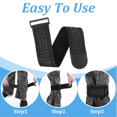 2 Pcs Ankle Straps Adjustable Boot Bands Elastic Polyester Pant Leg Straps Multipurpose Black Elastic Magic Fastening Belt Wrist Wrap Brace with Buckle for Biking Hiking Fishing Gardening Uniform