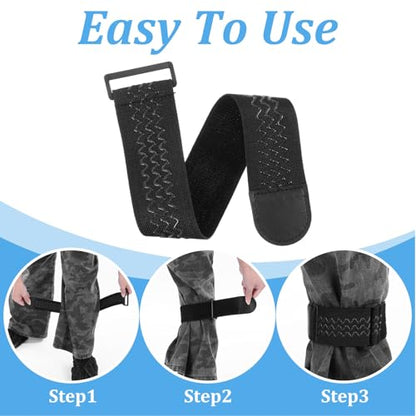 2 Pcs Ankle Straps Adjustable Boot Bands Elastic Polyester Pant Leg Straps Multipurpose Black Elastic Magic Fastening Belt Wrist Wrap Brace with Buckle for Biking Hiking Fishing Gardening Uniform