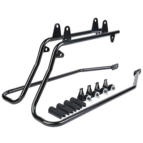 SLMOTO Glossy Hard Saddle Bags Bag W/Conversion Brackets For Harley-Davidson Fatboy FLSTF Softail Deluxe FLSTN 1986-2013 - color: Matte Black + Black Conversion Bracket