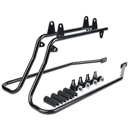 SLMOTO Glossy Hard Saddle Bags Bag W/Conversion Brackets For Harley-Davidson Fatboy FLSTF Softail Deluxe FLSTN 1986-2013 - color: Matte Black + Black Conversion Bracket