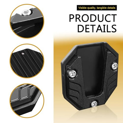 Motorcycle Kickstand Pad, Alloy Motorbike Kickstand Plate, Anti-slip Side Stand Extension Plate, Universal Motorcycle Support Accessory (Black)
