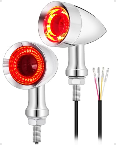 Benlari Motorcycle Bullet 48 LEDs Rear Turn Signal Light SMD Blinker Indicator Fit for Honda Yamaha Suzuki Kawasaki Harley(Chorme/Red and Amber Light) - color: Chrome/Red and Amber