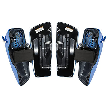 HR3 Electric Blue 4" Stretched Hard Saddlebags w/Speaker Lids Compatible with 2018 Street Glide FLHX (Replace for OEM) - color: Electric Blue