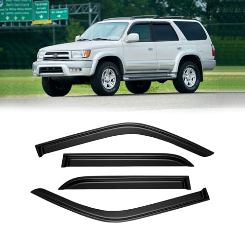 Window Visor for 1996-2002 Toyota 4runner, Out-Channel Rain Guards Shields Vent Deflector Shade Wind Dark Smoke 1997 1998 1999 2000 2001, Tape-On Outside-Mount, 4PCS - style: For 1996-2002 | Toyota 4runner | Out-Channel