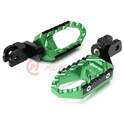 MC MOTOPARTS Green Front Wide Touring 25mm Extended Footpegs Compatible with MT-07 MT-09 Tracer 13-18 YZF R3 15-18 MT-10 - color: Green, size: 25mm Extension
