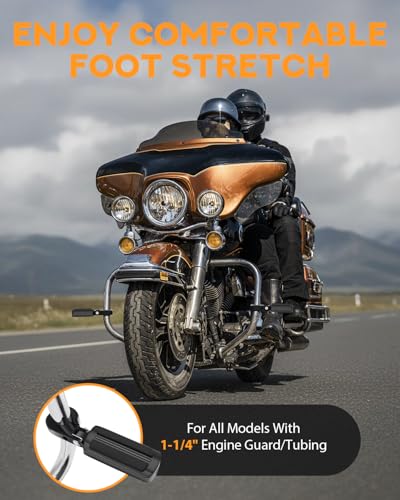 PBYMT Highway Pegs, P-Clamp A3 Steel Highway Footpegs Footrest Fit For 1.25''(32mm) Crash Bars Compatible with Harley Davidson Touring Black - color: Black