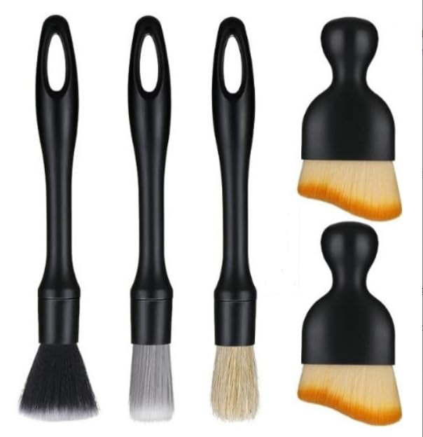 5PCS Car Detailing Brush Set, Auto Cleaning Brushes for Interior Exterior, Air Vents, Dashboard, Wheels, Leather, Premium Soft Bristle Car Detail Kit