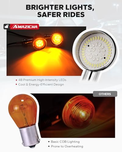 Motorcycle Bullet 48 LEDs Rear Turn Signal Light SMD Blinker Indicator Fit for Honda Yamaha Suzuki Kawasaki Harley (Chrome, Rear Turn Light) - color: Chrome（Rear Light）