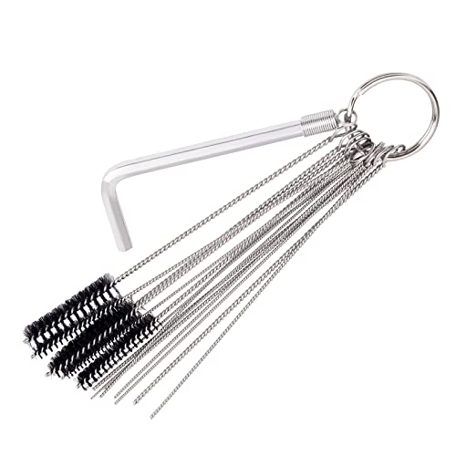 Road Passion Set of 1 Carburetor Carbon Dirt Jet Remove Cleaner 9 Cleaning Needles + 6 Nylon Brushes Tool Kit +1 Throttle Wrench Kit for Motorcycle ATV Moped Welder Carb Chainsaw Spray Guns Torch Tips