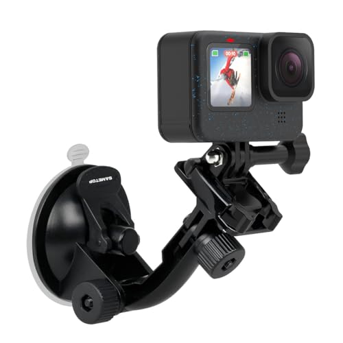 Suction Cup Mount Compatible with Gopro Hero 13, 12, 11, 10, 9, 8, 7, 6, 5, 4, Session, 3+, 3, 2, 1, Hero (2018), Max, Fusion, DJI Osmo Action Cameras; Perfect for Car Windshield and Window