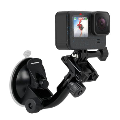 Suction Cup Mount Compatible with Gopro Hero 13, 12, 11, 10, 9, 8, 7, 6, 5, 4, Session, 3+, 3, 2, 1, Hero (2018), Max, Fusion, DJI Osmo Action Cameras; Perfect for Car Windshield and Window