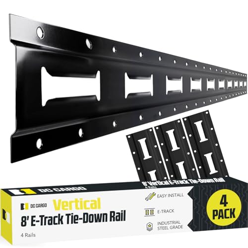 DC Cargo Mall E Track Vertical Tie Down Rail Kit 8' (2 Pack) for Garages, Vans, Trailers, Motorcycle Tie Downs, ATV Mountings - Secure Cargo & Heavy Loads Up to 2,000 lbs - color: Powder Coated Black, size: 8 ft