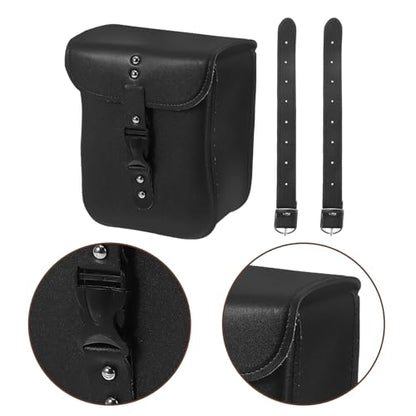 LABRIMP 2pcs Universal Motorcycle Fork Storage Bag with Handlebar Pouch, Waterproof Pu Leather Front Tool Bag for Electric Bikes and Motorbikes, Compact Side Saddle Luggage for Riders