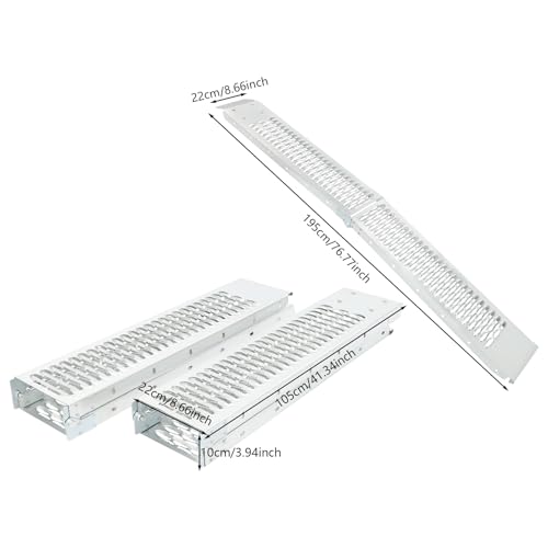 2-Pack Folding Loading Ramps, 76.7"x8.7" Aluminum ATV Ramps with Anti-Slip Surface, 530 lbs Capacity per Ramp for Motorcycle, Dirt Bike, Lawn Mower, Pickup Truck Loading & Unloading