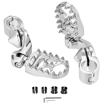 Motorcycle Highway Foot Pegs, FootPeg Pedals, 1.25 inch Highway Bar Footpegs Fit for Harley Touring Honda Kawasaki Suzuki Yamaha (Large Silver) - size: Large Silver