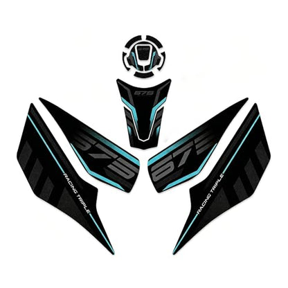 Blue Motorcycle Gas Tank Stickers Fuel Tank Cover Protector Compatible with CFMOTO 675SS/675NK 2025 2026,Custom Design,Full Protection,Anti Slip,Residue Free Adhesive,CFMOTO 675SS Accessories - color: Blue