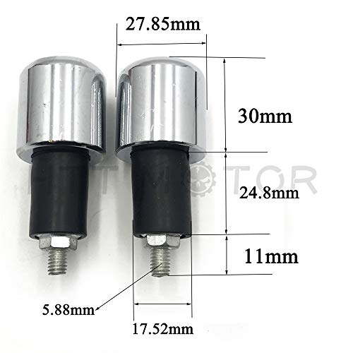 MT220-029- Compatible with Chrome Heavy Weighted Bar Ends 6mm Anti Vibration 22mm Handlebar Slugs