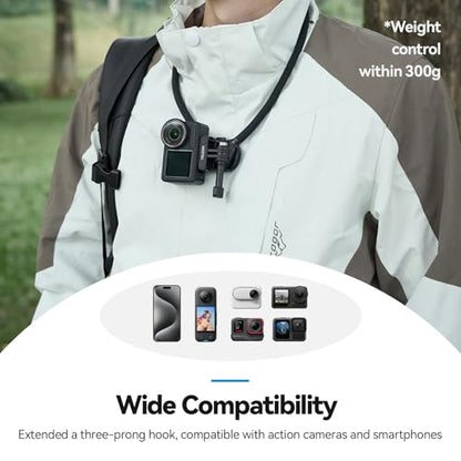 TELESIN Neck Mount SE 2.0 with Air Cushion, Adjustable Chest Strap and Neck Mount for Hands-Free POV Vlogging for GoPro Hero 13/12/11/10/9, Insta 360 X5/X4/Ace Pro 2 / Osmo 360 Nano Action 6/5 Pro/4/3 - style: Neck Mount Se 2.0