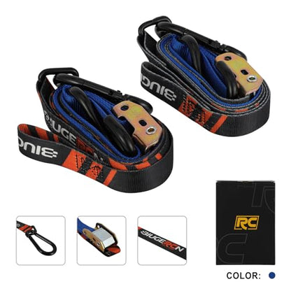 Motorcycle Tie Down Straps - 1200lb Break Strength, 2 Pack 7ft x 1in Down Strap Set with Heavy-Duty Buckles, Steel Carabiner, S-Hooks Buckle for securing Trailers, Dirt Bikes, enduros, Cargo-Blue - color: Blue